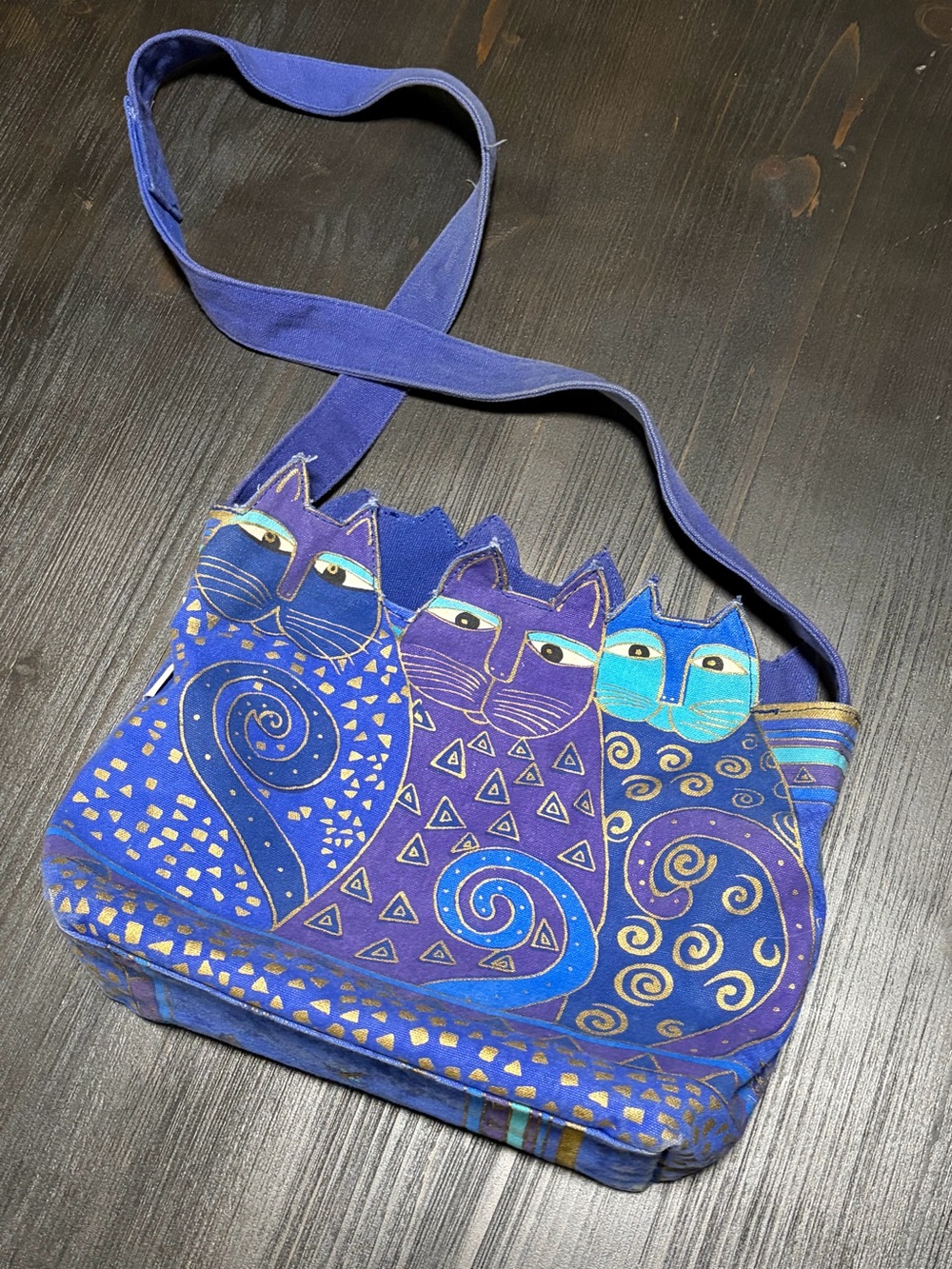 Vintage 90s Laurel Burch Canvas Shoulder Bag - Picture 5 of 10